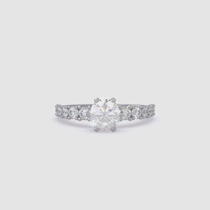 Round Shape Engagement Lab Grown Diamond Ring